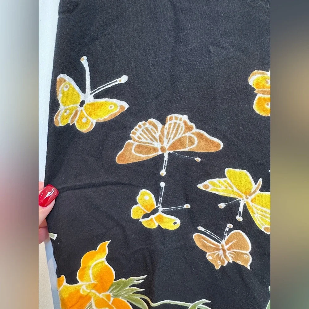 Vintage Peppermint Bay Y2K Midi Maxi Dress Butterfly Floral Resort Beach Size XL - Picture 5 of 13